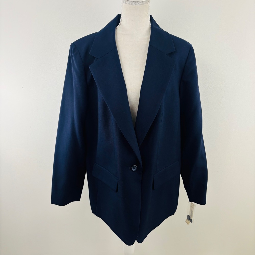 New Pendleton Women's Blazer 100% Virgin Wool Lightweight‎ 18W Plus Blue Classic